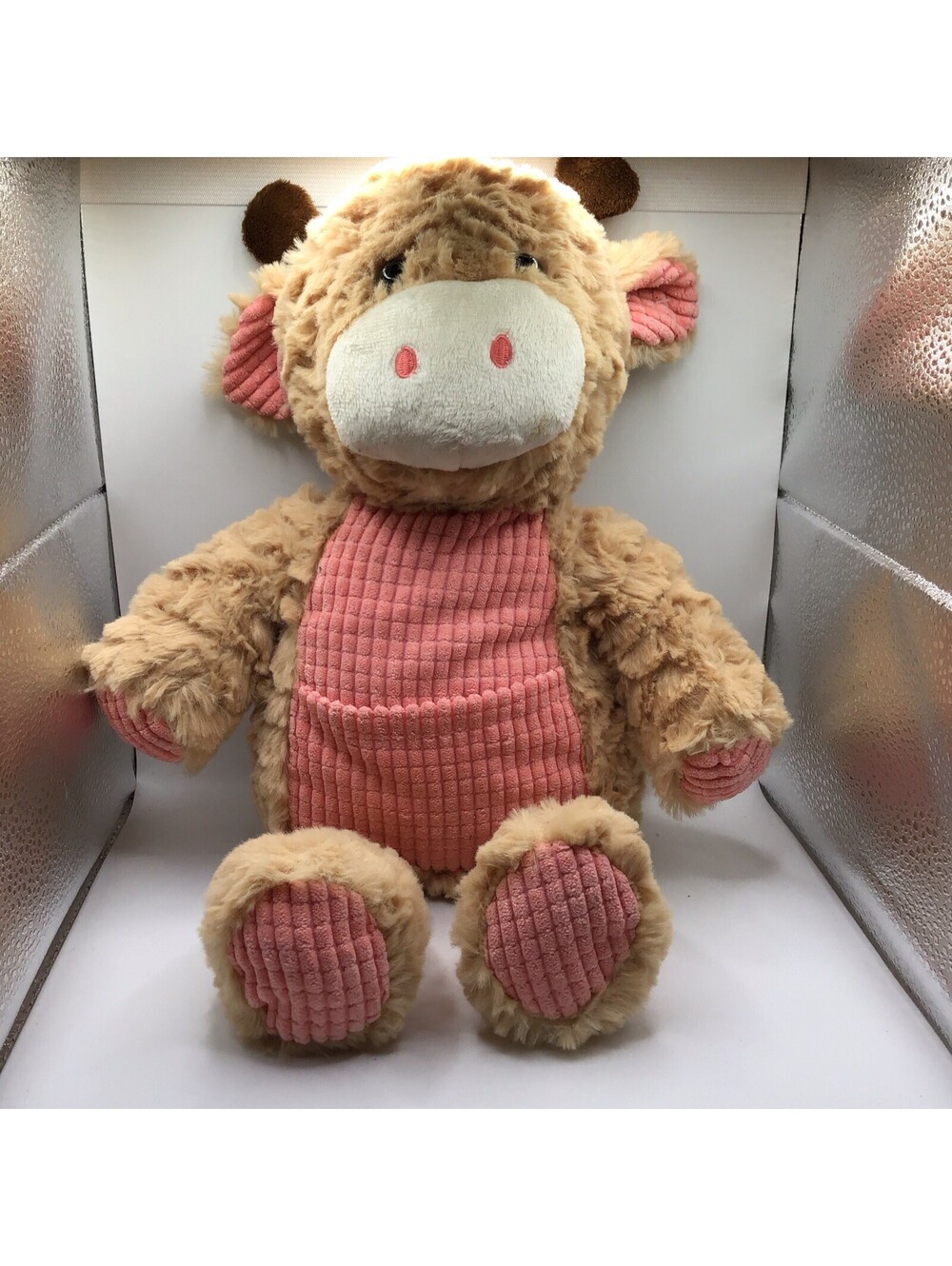 Dan Dee 15 Inch Giraffe Plush Tan/Pink Sparkle Stuffed Animal Pocket